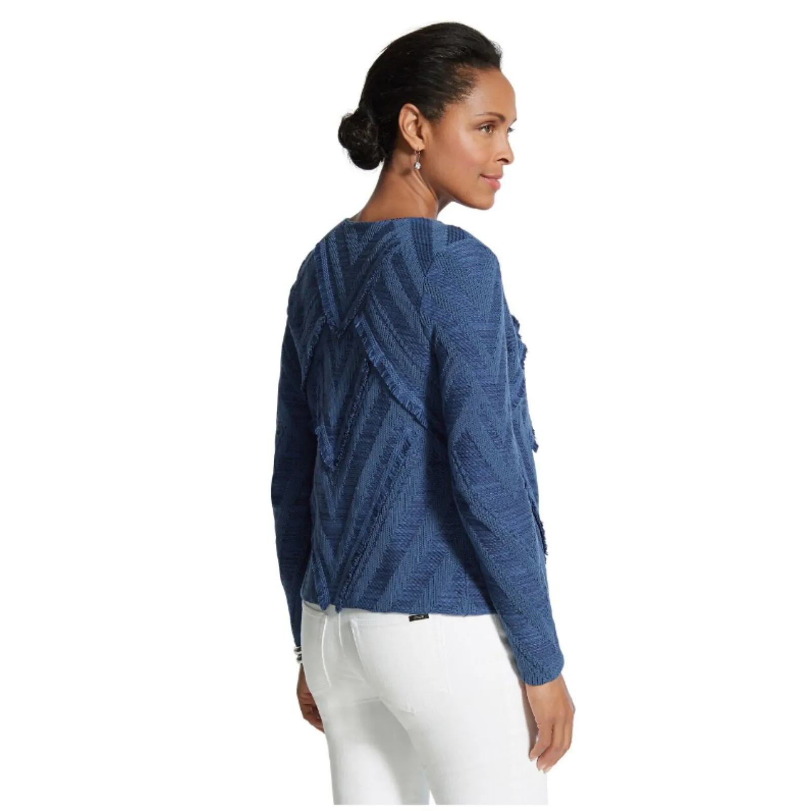 NWT Chicos Macie Cotton Blend Textured Fringe Open Cardigan Layer Sweater 0 (S) - Image 9