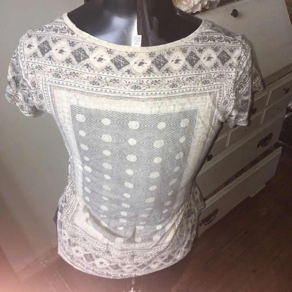 Lucky Brand tan & gray southwest scoop neck  knit S top - Image 2