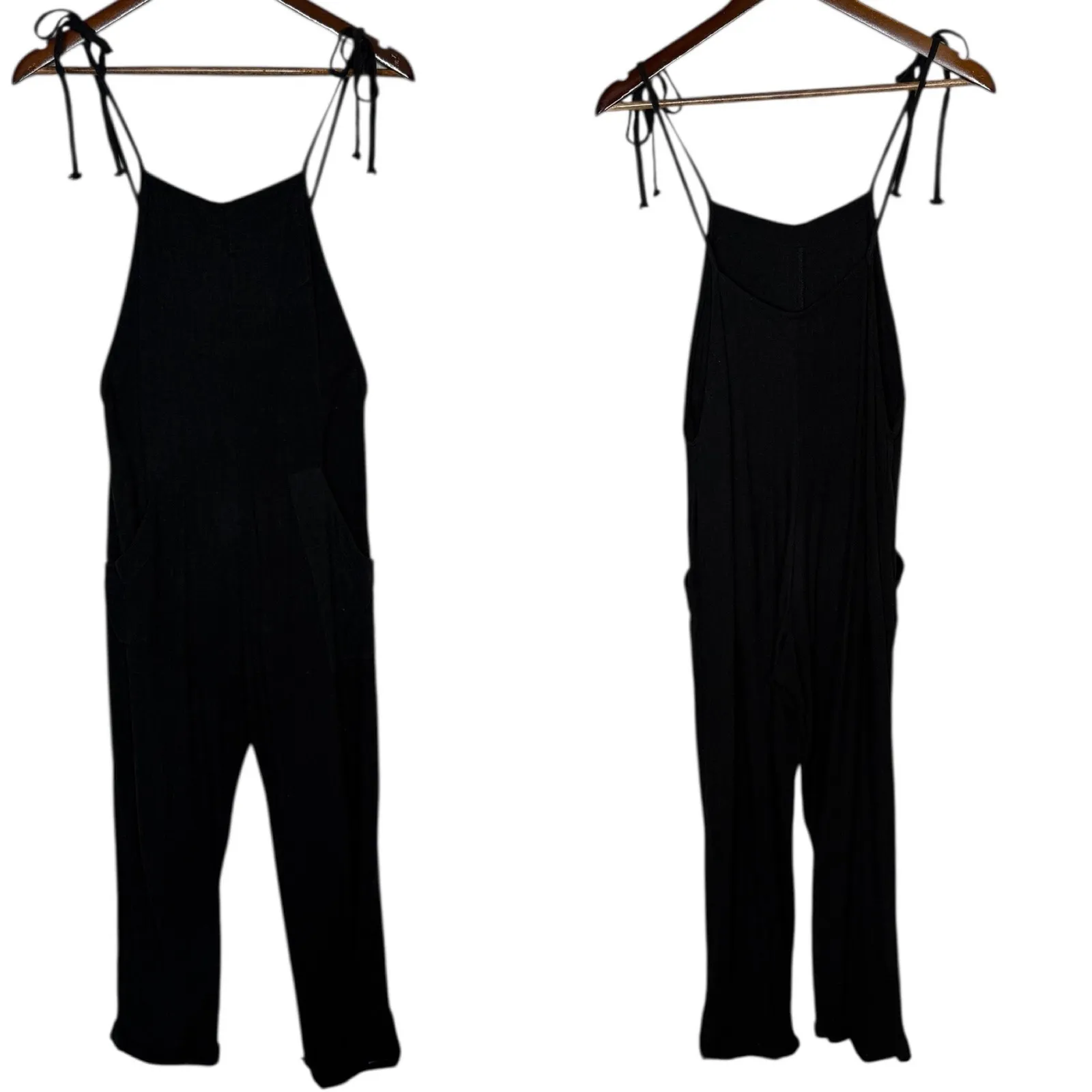 Stillwater Some Beachy Overalls Black Linen Blend XS - Image 3
