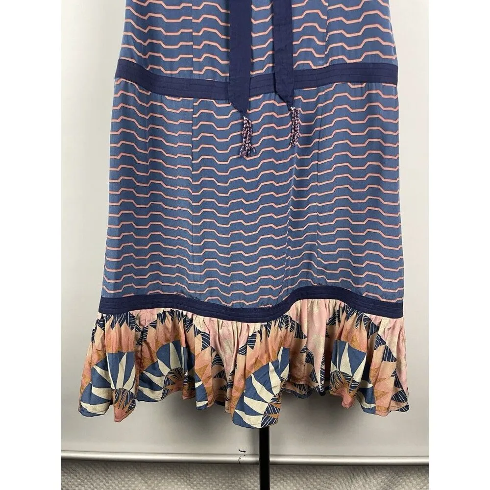 Plenty Tracy Reese Multicolor Boho Strapless 100% Silk Ruffle Hem Dress Size 4 - Image 6