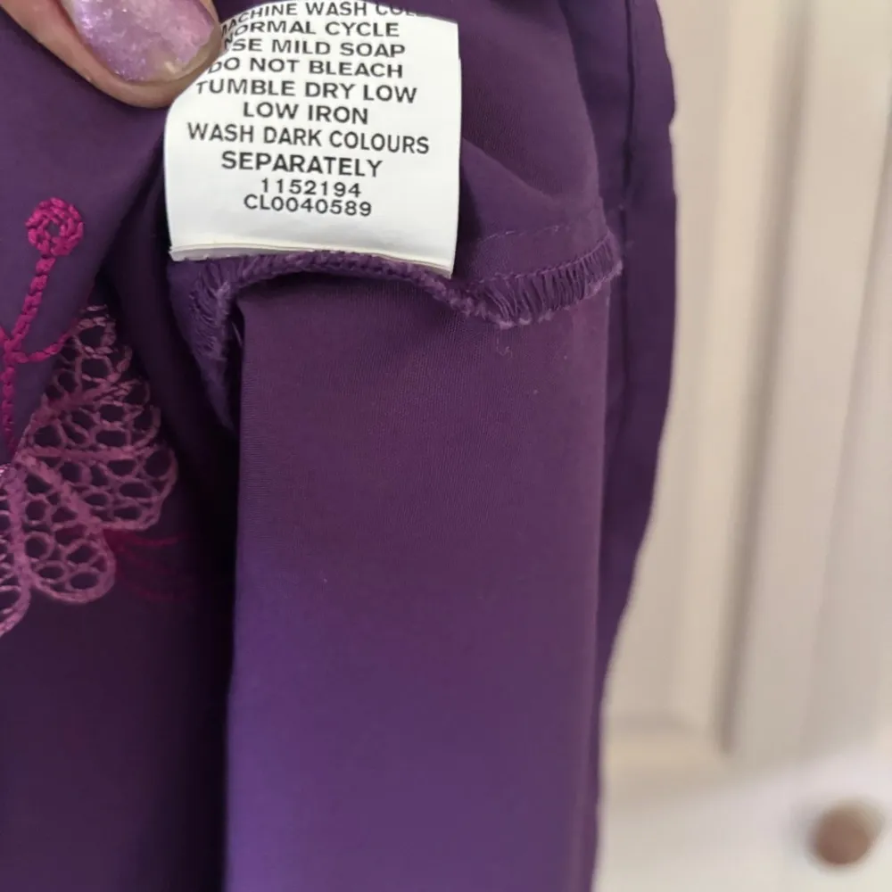 eShakti Purple Dress with Pink floral embroidery - Image 9