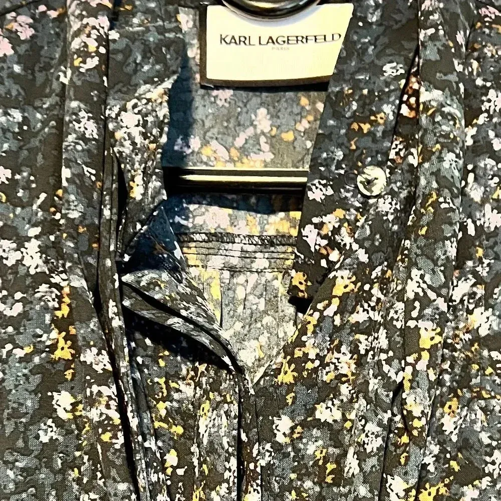 Karl  Lagerfeld Floral Print Long Sleeve Midi Dress - Image 4