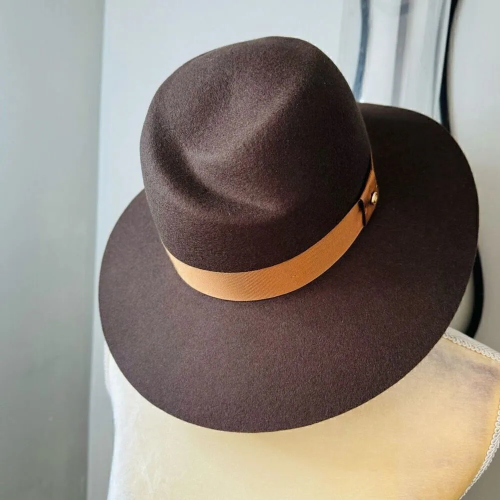 Rag &‎ Bone Zoe Wool Felt Fedora Hat, Spanish Style Pecan Brown, Small, NWT - Image 8