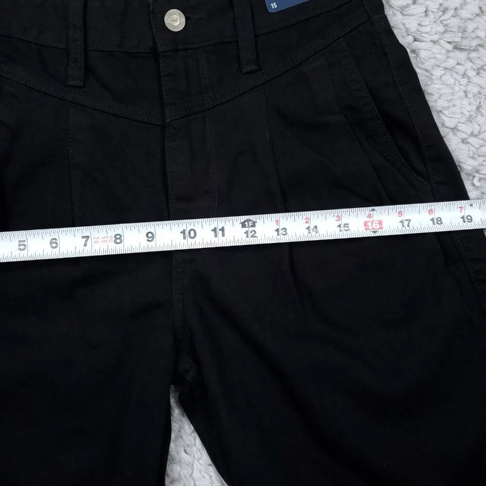 Hollister 1S High Rise Barrel Jeans Relaxed Black Pleated Front Size 25 x 23 - Image 9