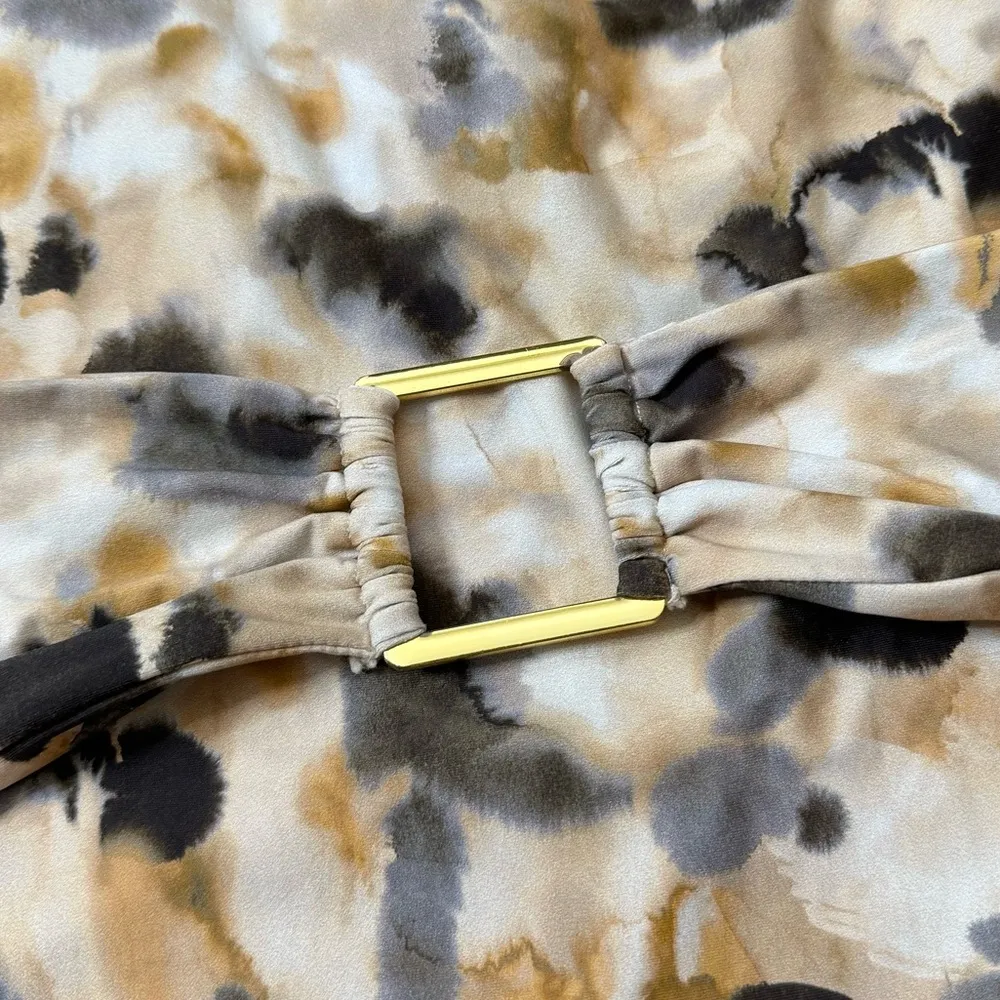 BCBGMaxAzria Swimsuit Plunge Belted One Piece Abstract 6 - Image 2