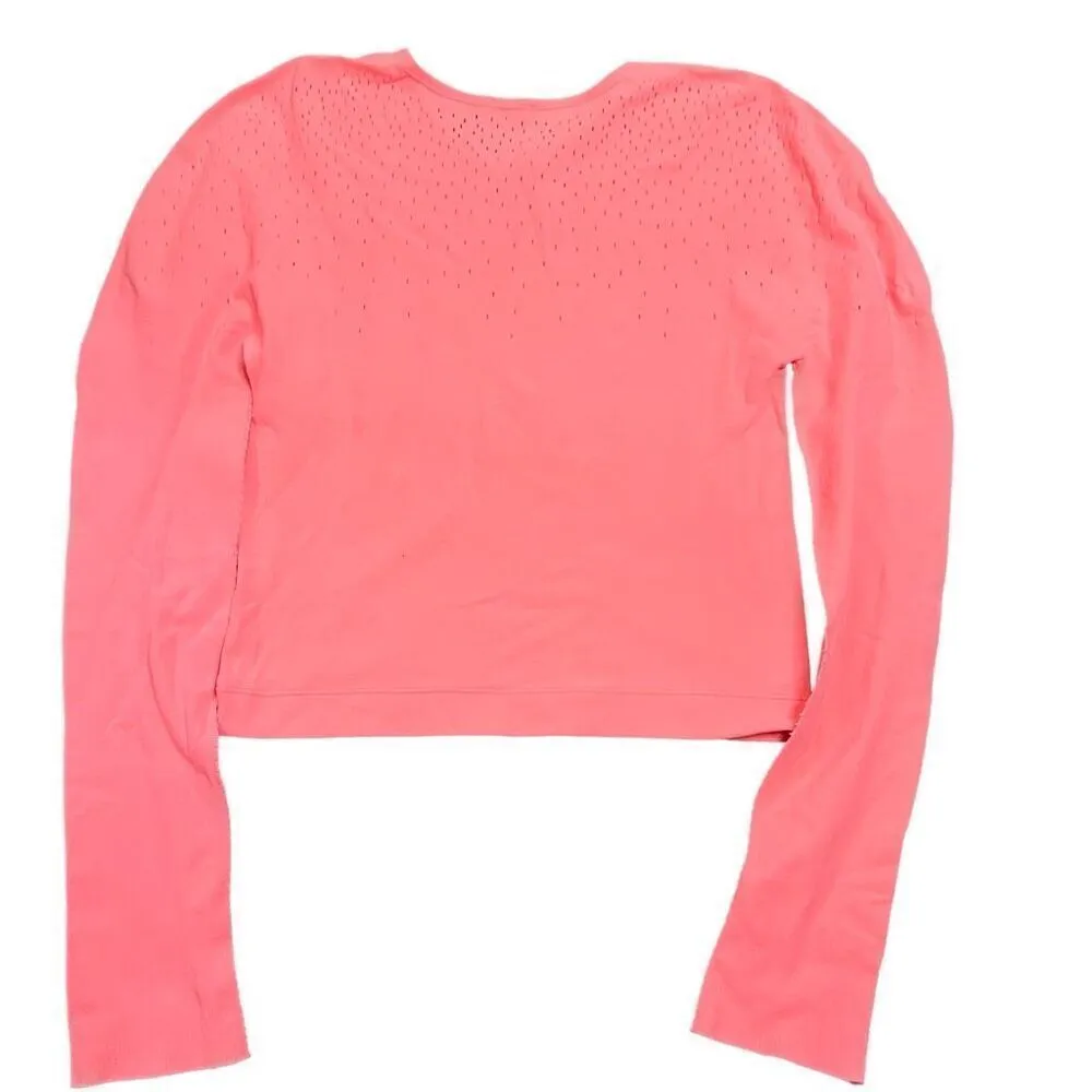 Fabletics Womens Cropped Long Sleeve Coral Workout‎ Top Size Medium Active - Image 5
