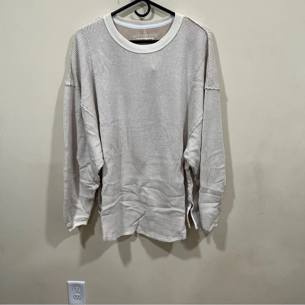 NWT Free People ivory waffle-knit long-sleeve shirt Coast 2 Coast Thermal size S - Image 3
