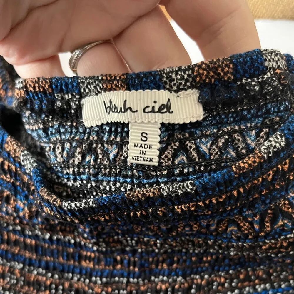 Boho Off Shoulder Mini‎ Dress Size Small BLUEH CIEL - Image 6