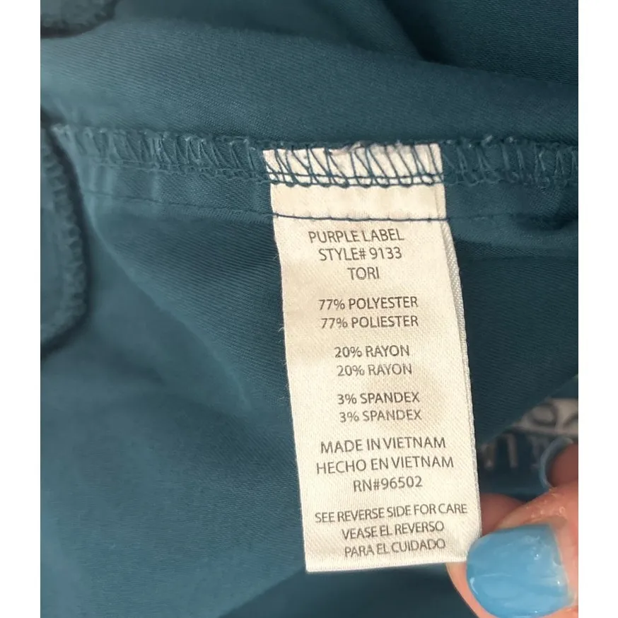 Healing Hands Women Purple Label‎ Yoga Scrub Pants M Teal Cargo Stretch Utility - Image 9