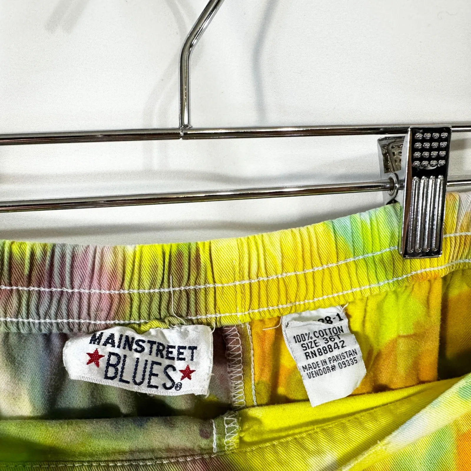 Mainstreet Blues Plus Size 36T Pants Handmade Tie Dye Elastic Yellow Green 1081 - Image 14