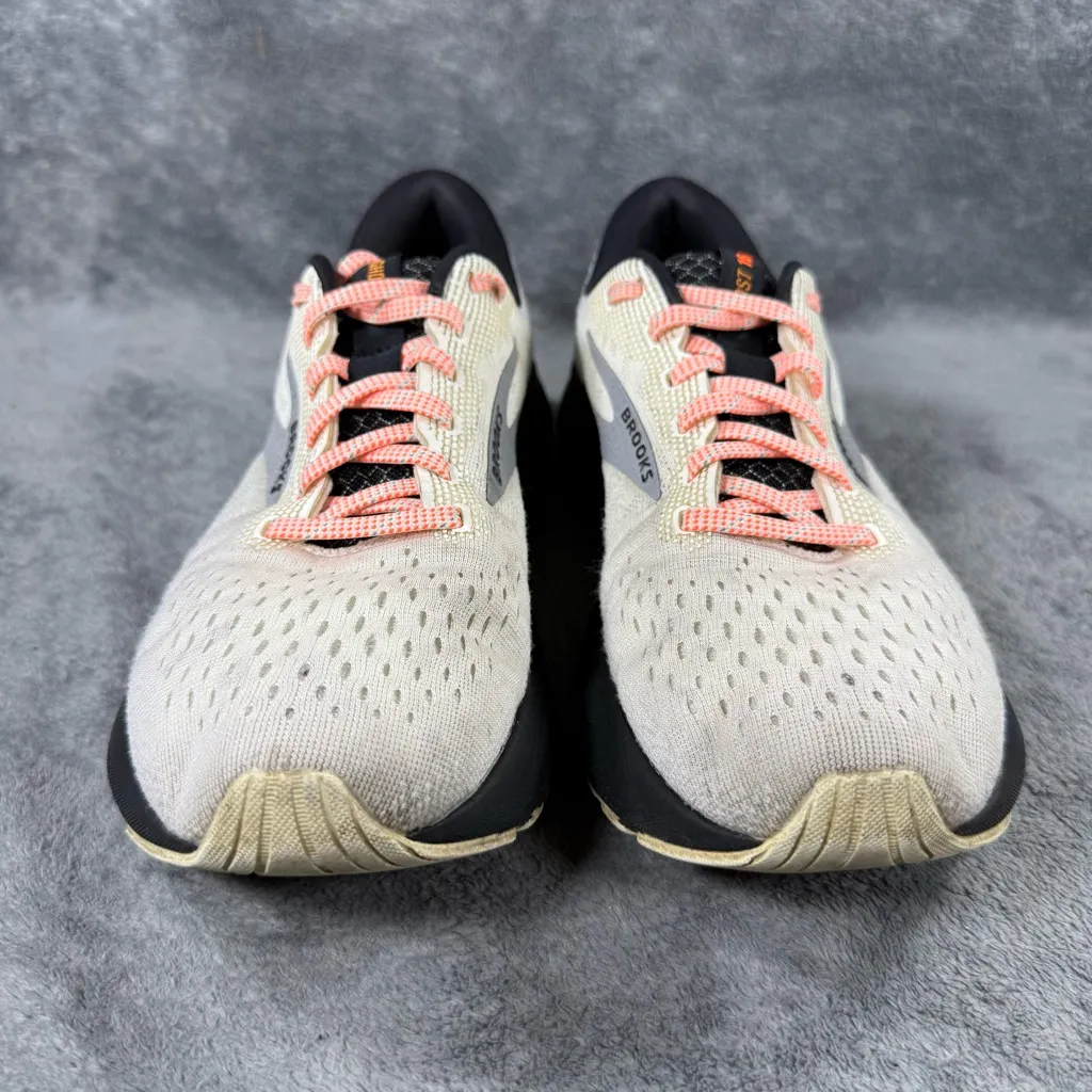 Women’s 9 Brooks Ghost 16 Road Running Shoe Ecru Orange Black Workout Training - Image 3