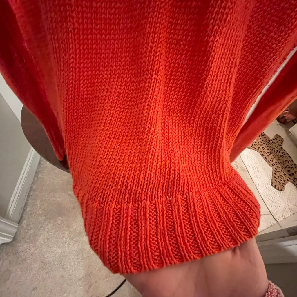 J. Crew Vibrant Orange Knit Linen Sweater High Lo Preppy Colorful 🧡 - Image 4