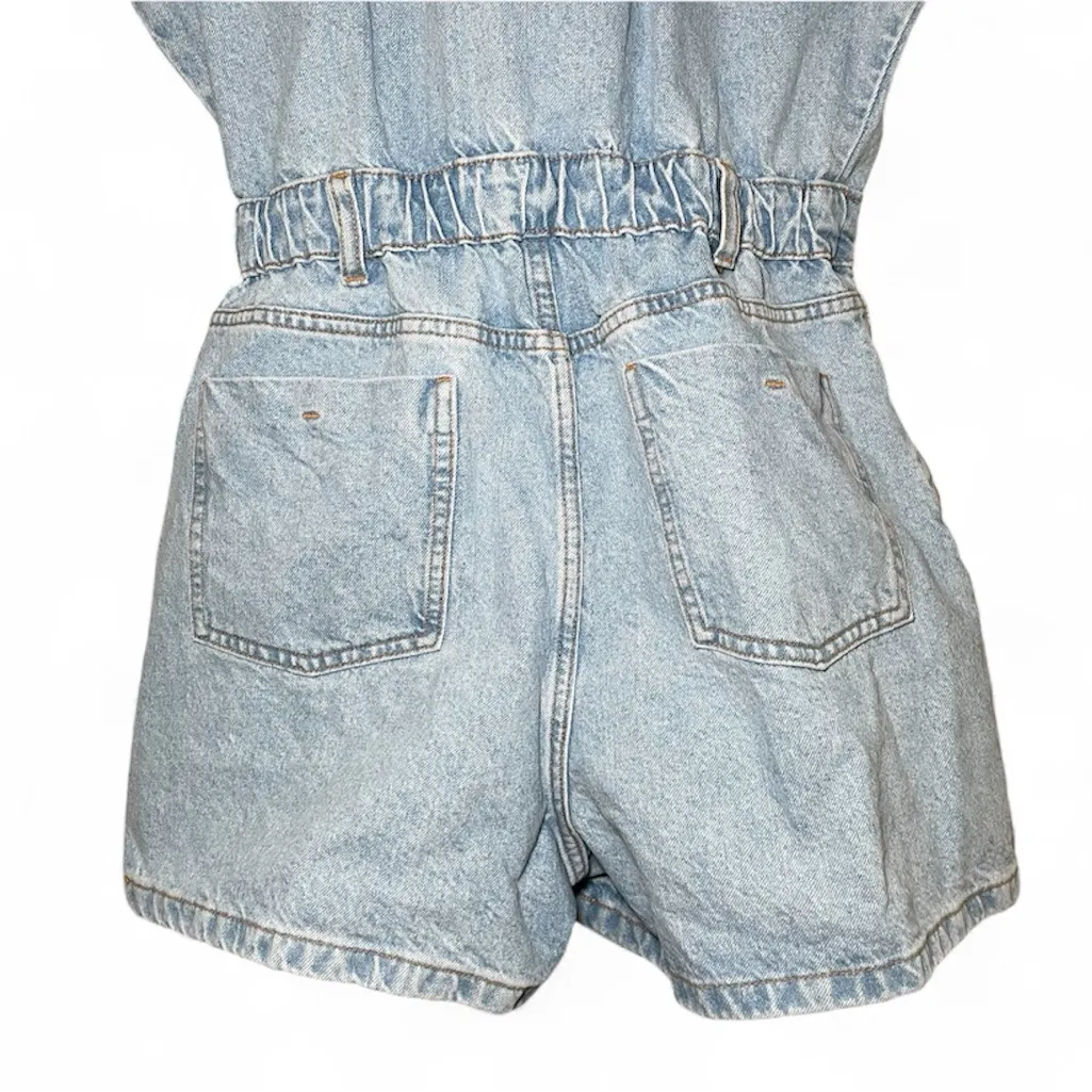 Zara Denim Short Sleeve Button Up Romper - Image 12