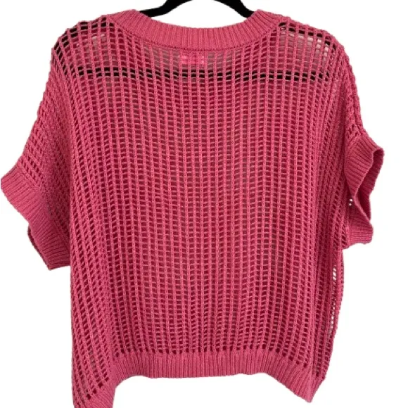 Pink Lily Vibrant Pink Knit Top Crop Size L Cover Up - Image 2