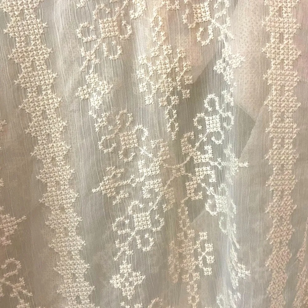 NWOT American Eagle Cream Asymmetrical Tie Front Blouse with Bib Collar - Image 5