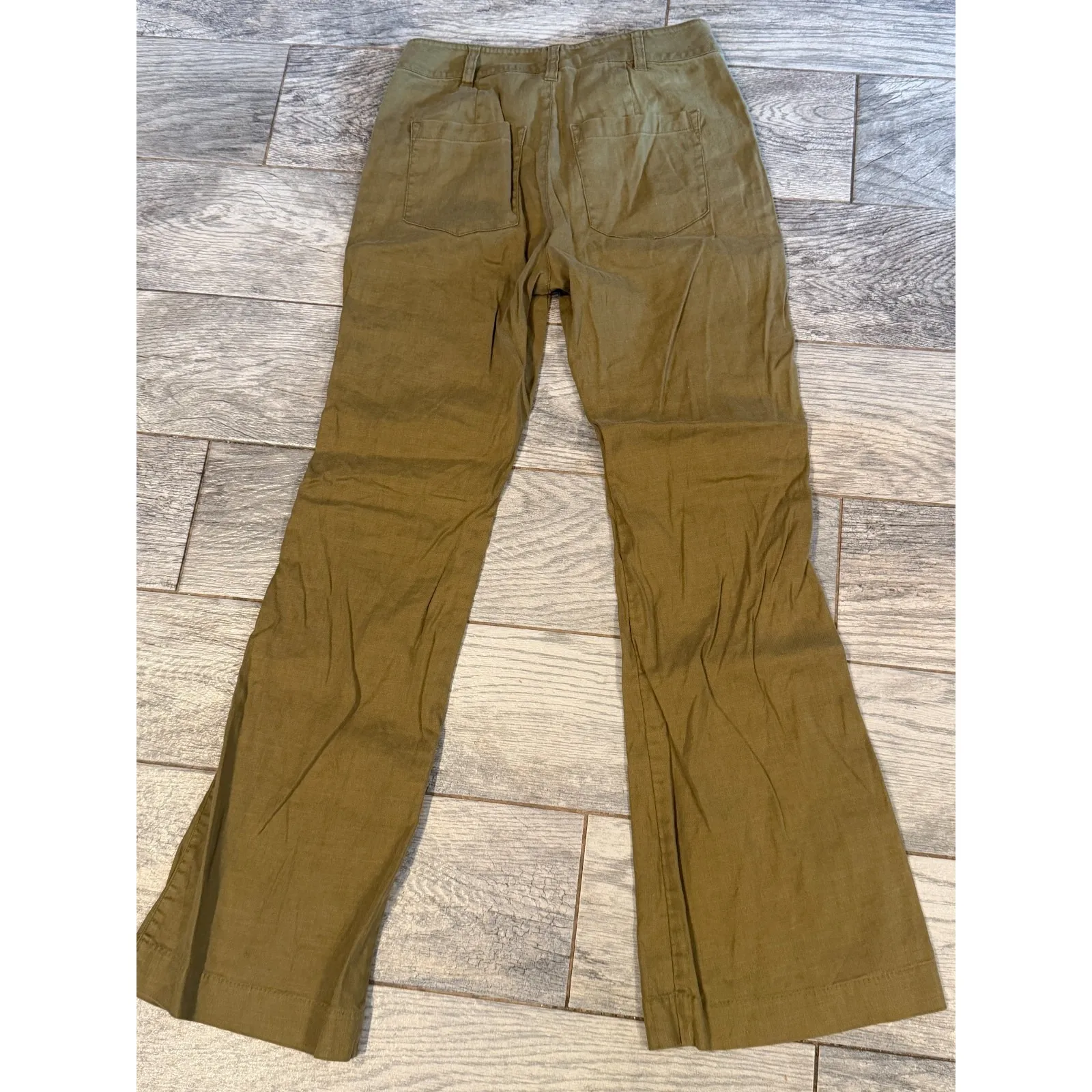 Cabi Charlie Linen Blend Wide Leg Trouser Pants size 2 #5314R Boho Green Flare - Image 7