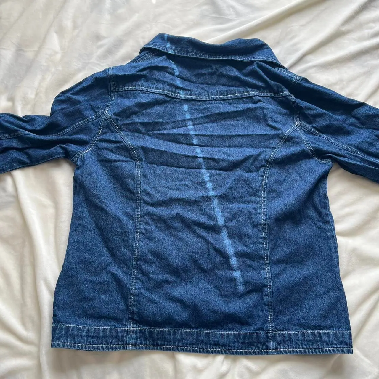 Vintage Y2K boho blue denim lightweight jacket with beaded & chain details large - Image 6