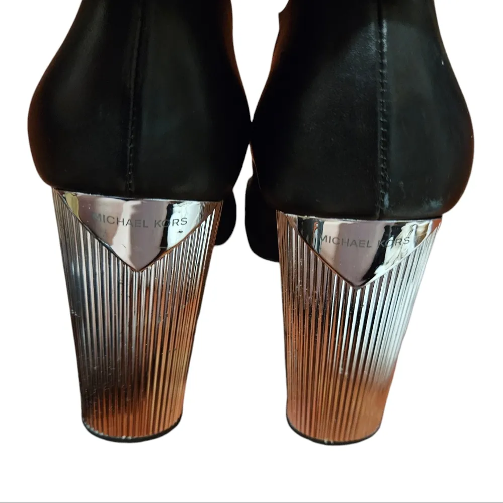 Michael Kors black and sliver block heels, size 9 - Image 4
