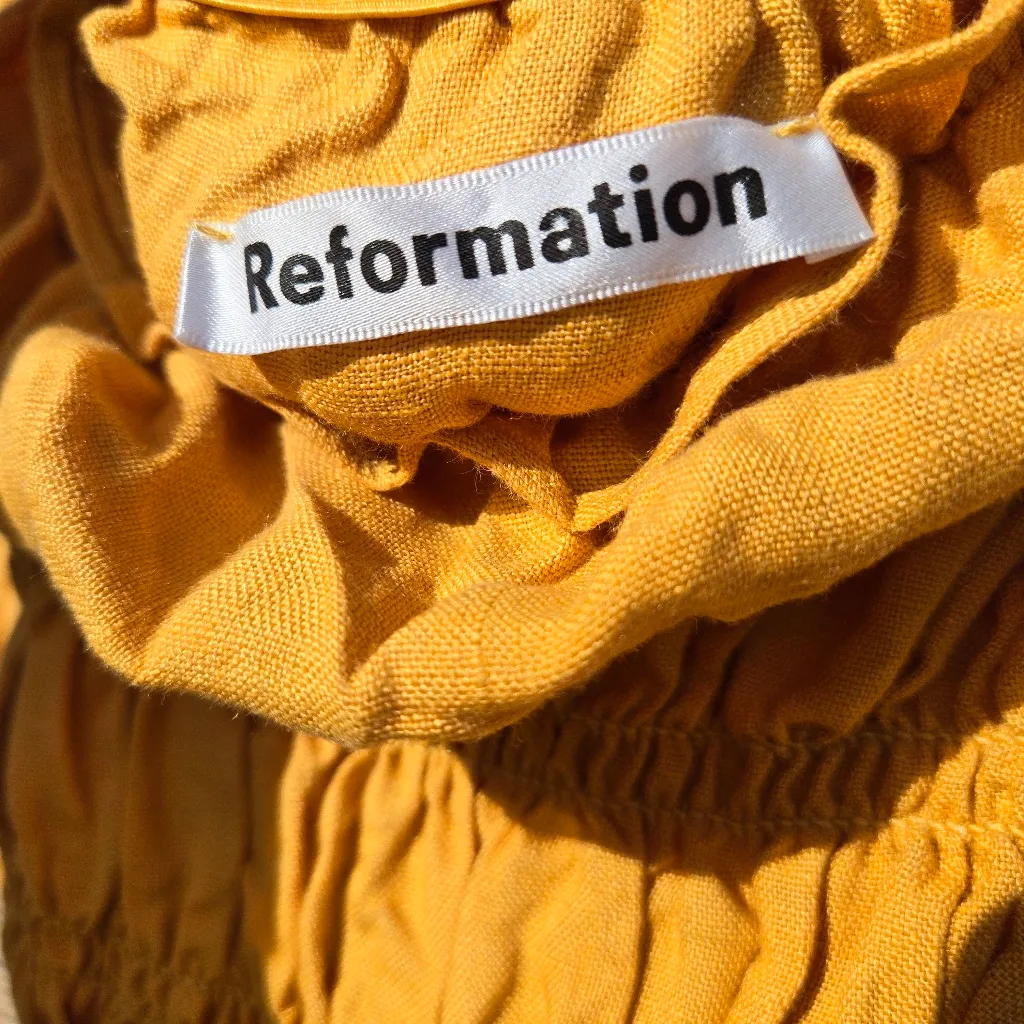 Reformation / linen tabitha dress yellow 2 - Image 6