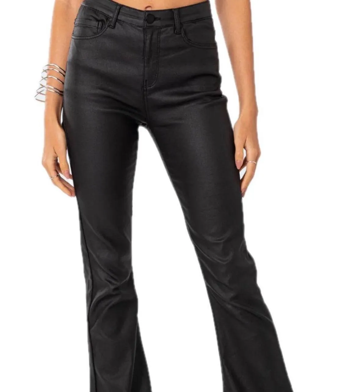 Edikted  Pants Leather Flare - Image 3