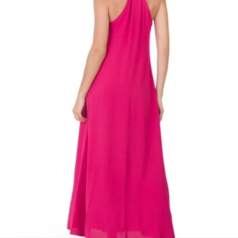 Nicole Miller Pink Halter Racerback Slip Maxi Dress w/ Pockets Size Medium - Image 2