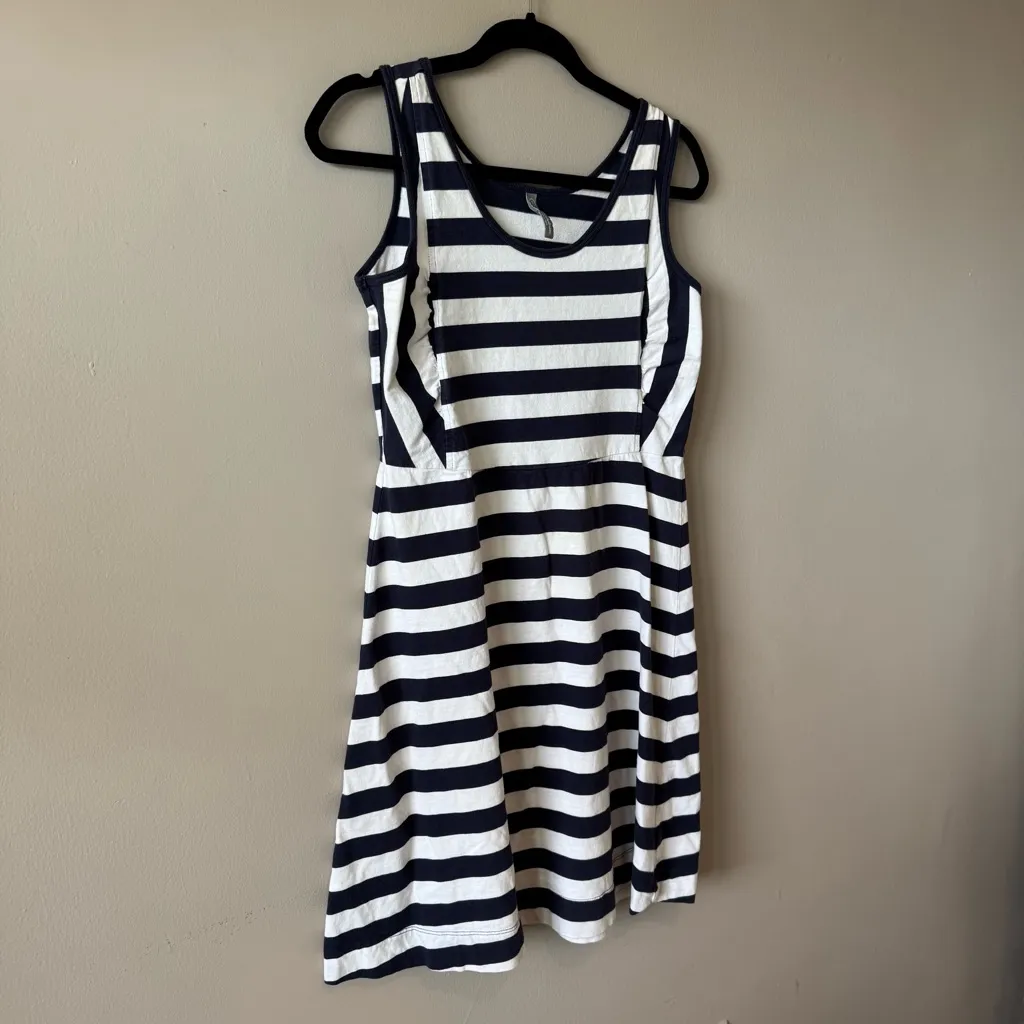Hanna Andersson Women’s Navy and White Striped‎ 100% Cotton Dress Size Small Blue - Image 4
