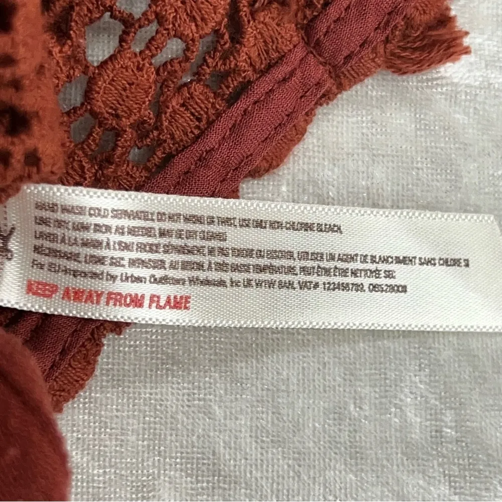 NWT Free People mauve Rust Hooded Poncho with Tassels 100% cotton oversized - Image 4