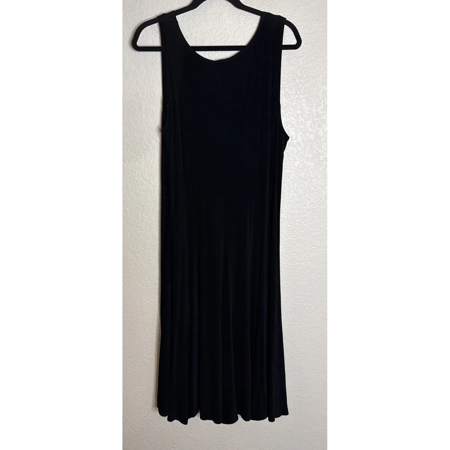 Chicos Travelers 3 US XL Black Classic Sleeveless Midi Dress Slinky Flowy Event - Image 2