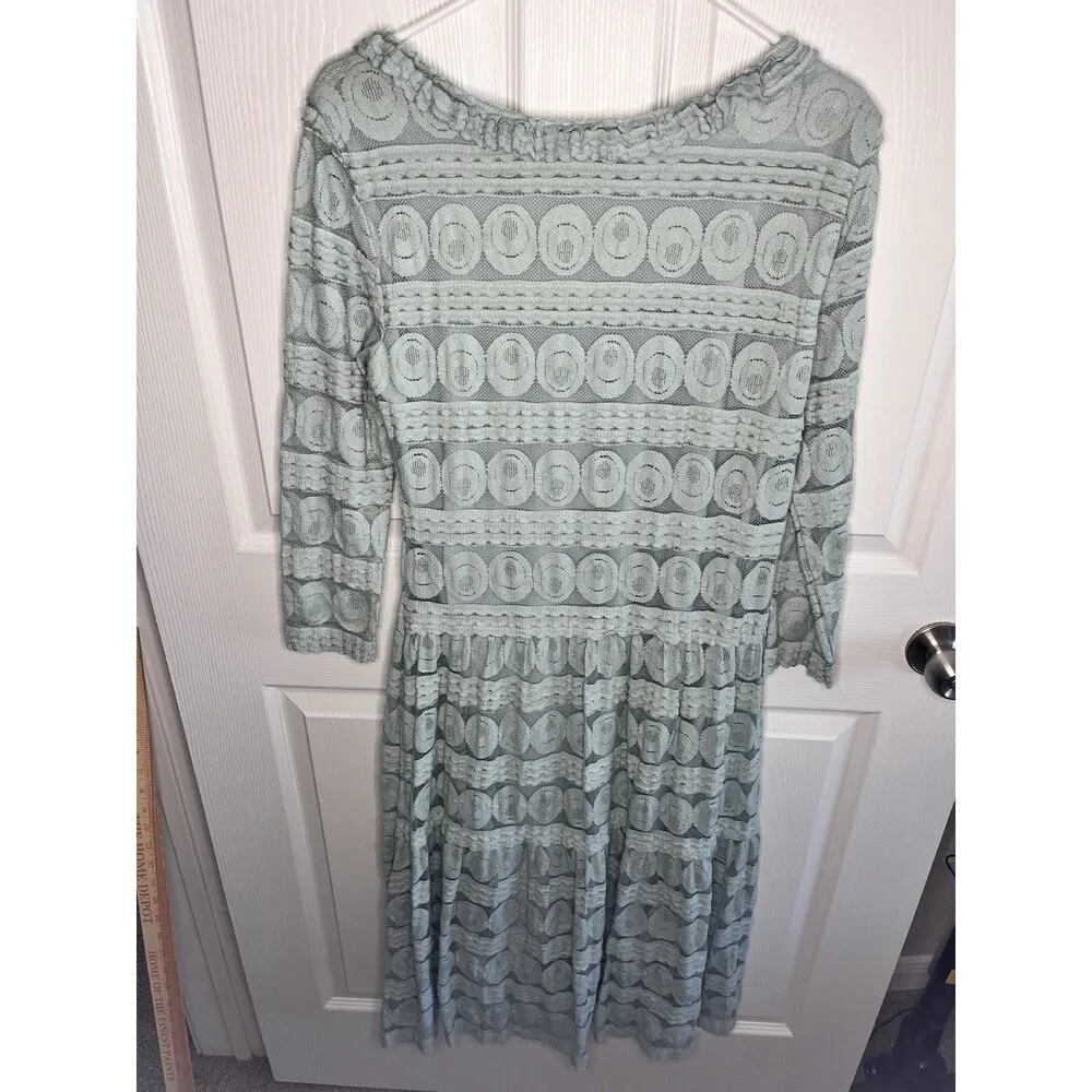 Sundance Willow Lace Midi Dress Pastel Aqua Green Long Sleeves Sz Petite Large - Image 11