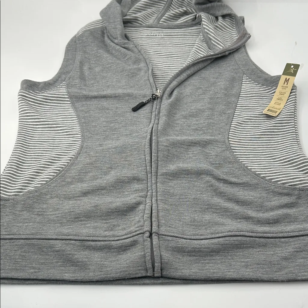 Gray and White Striped Hooded Vest - Image 11
