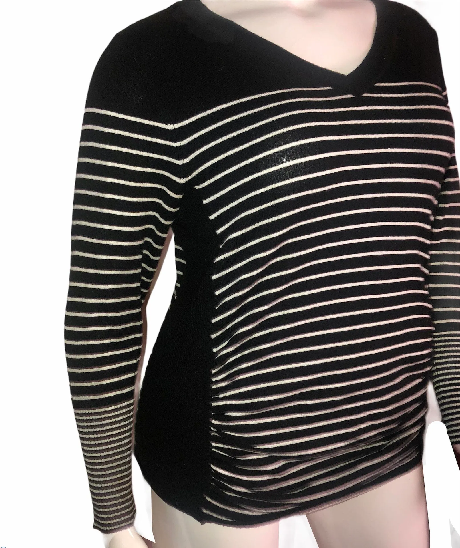Roz & Ali Striped Ruched Sweater - Image 2