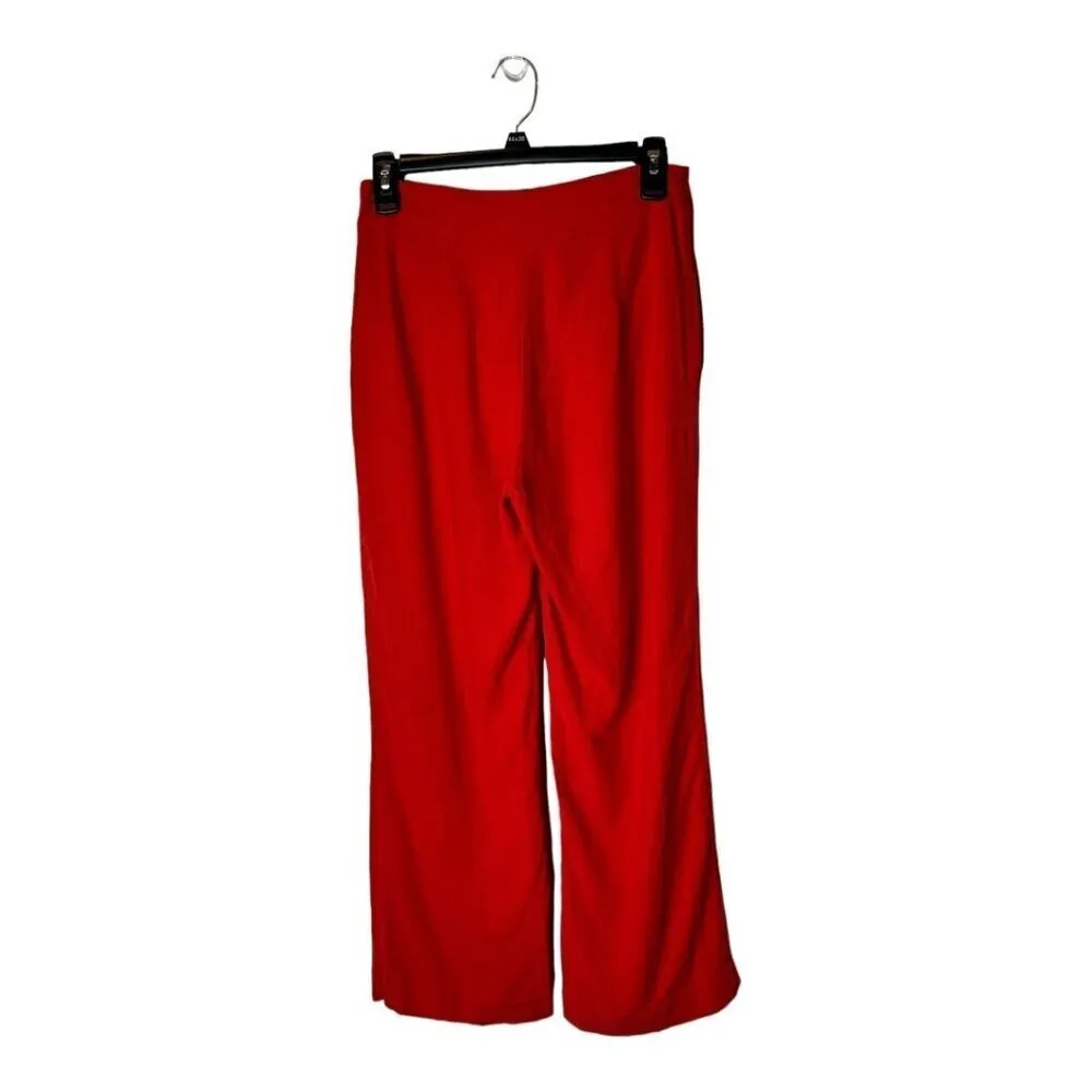 Anthropologie Pants Women Size 0 Petite Red Linen Blend Tie Waist Wide Leg - Image 2