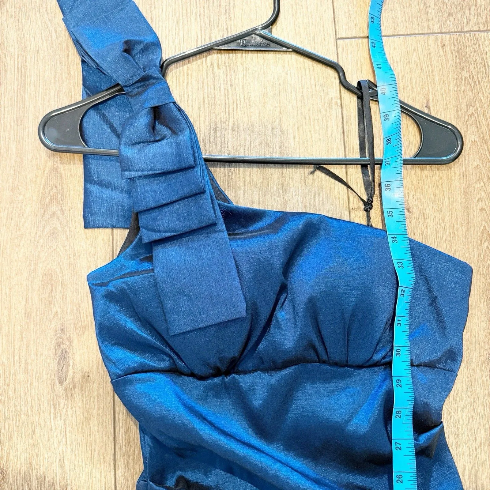 Vtg Xscape Womens Bodycon Ruched Midi Dress Sz 4 Old Hollywood Glam Pinup Bow 90 - Image 7