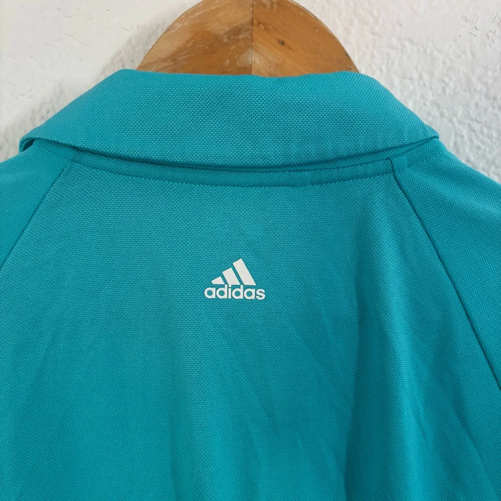 Adidas Women's Teal Short Sleeve Polo - Image 4