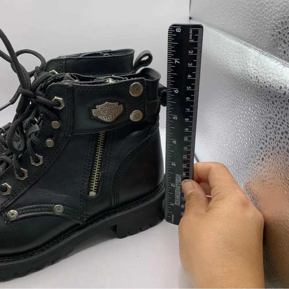 Y2K 90’s Harley Davidson Women's Cynwood Boots VTG women’s size6.5 black leather - Image 2