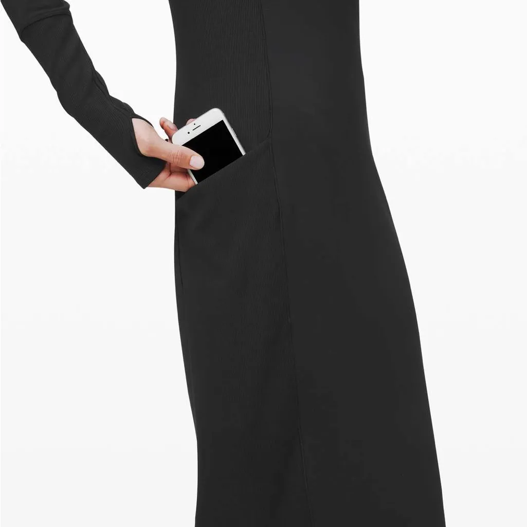 Lululemon Lululemon Om and On Long Sleeve Midi Dress in Black - Image 3