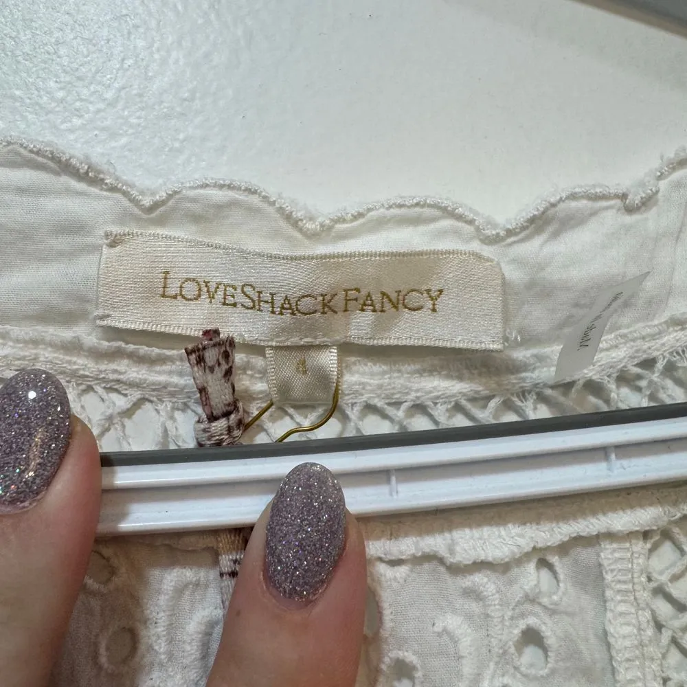 LoveShackFancy Womens Garrison Dress White Lacy Midi Ruffle Eyelet‎ NWT $495 - Image 3