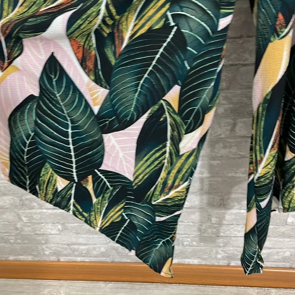 Belongsci Wide Leg Tropical Palm Jumpsuit Green - Image 2