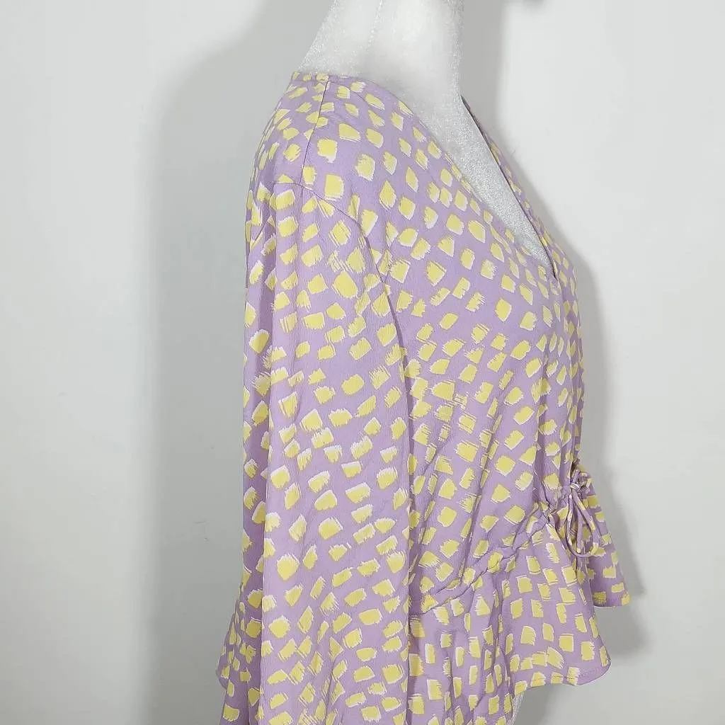 Vero Moda Purple Yellow Print Blouse NWT Size XL Petite Light Purple V-Neck Top - Image 5