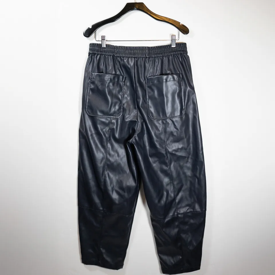 3.1 Phillip Lim NEW  Faux Vegan Leather Tapered Ankle Crop Pants Solid Black M - Image 2
