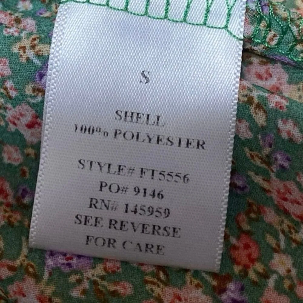 Dress Forum Green Floral Sleeveless Tiered Ruffle Cami Tank Crop Top Size S - Image 4