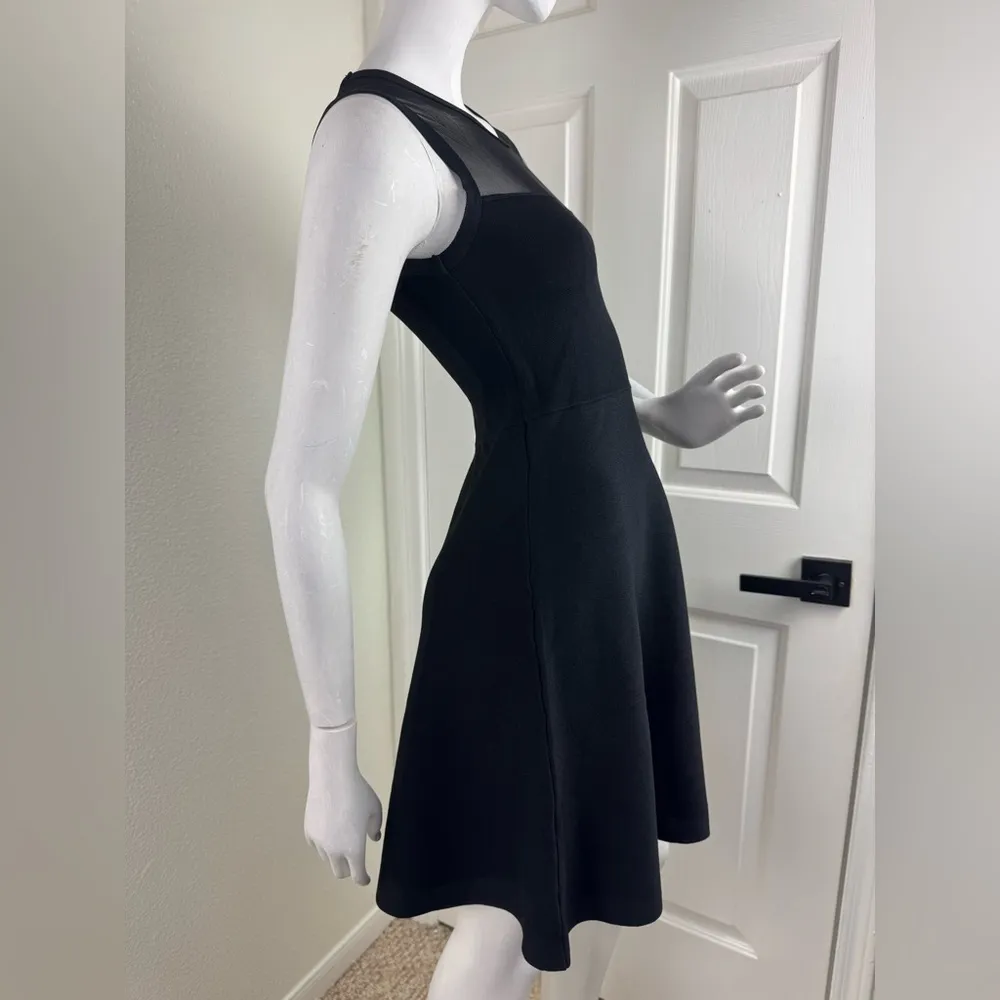 Line Mesh Fit & Flare Mini Black Skater Dress Women's Size S - Image 4