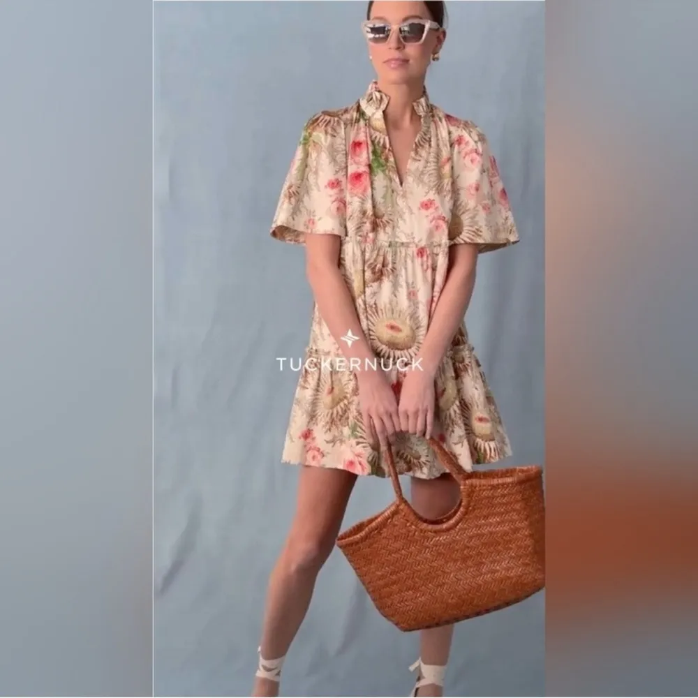 Tuckernuck Crawford Dress S Sun Faded Floral Mini Ruffle Cotton Dress NWT - Image 5