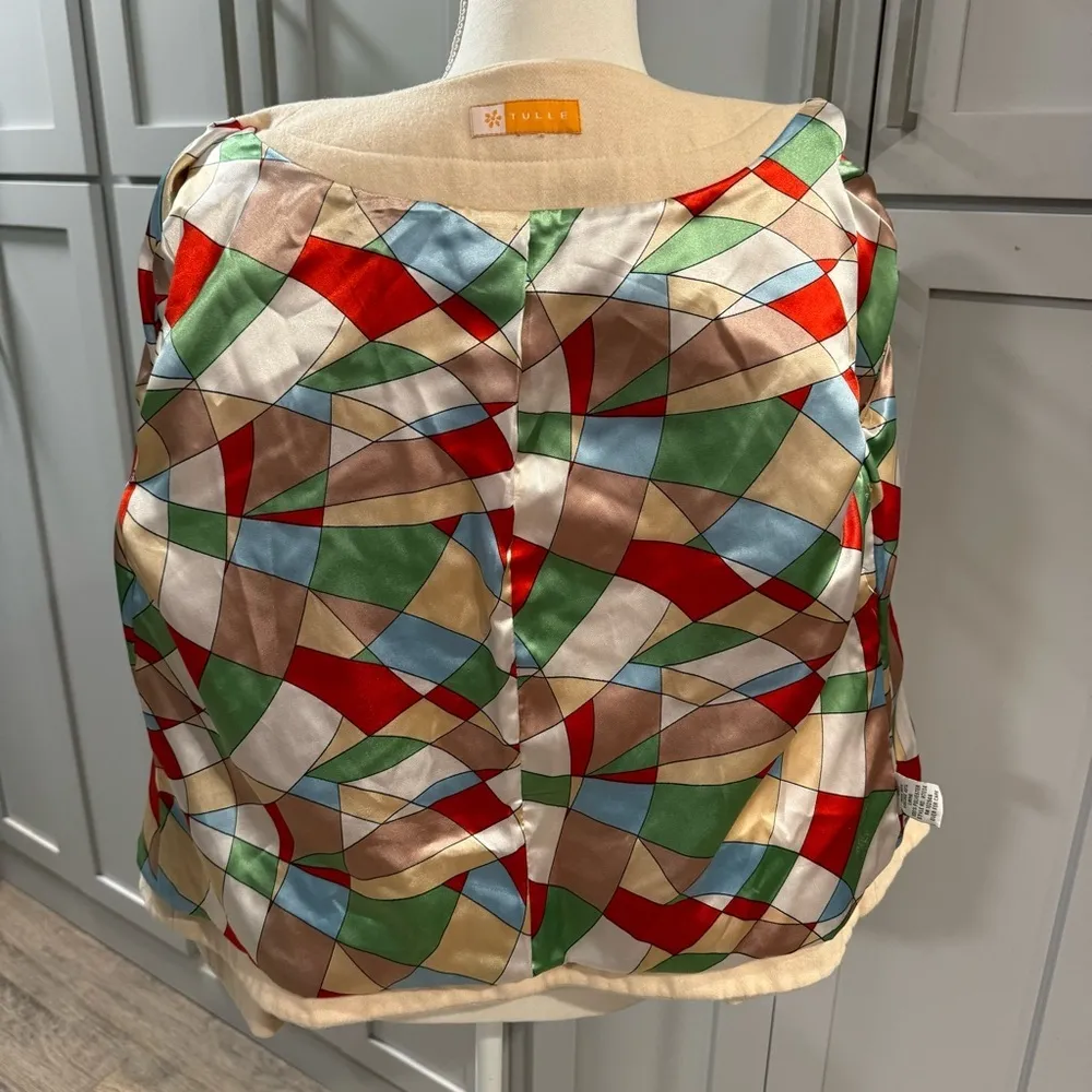 Anthropologie Tulle Wool Blend Short Ivory Ecru Jacket Office Business Casual Sm - Image 7