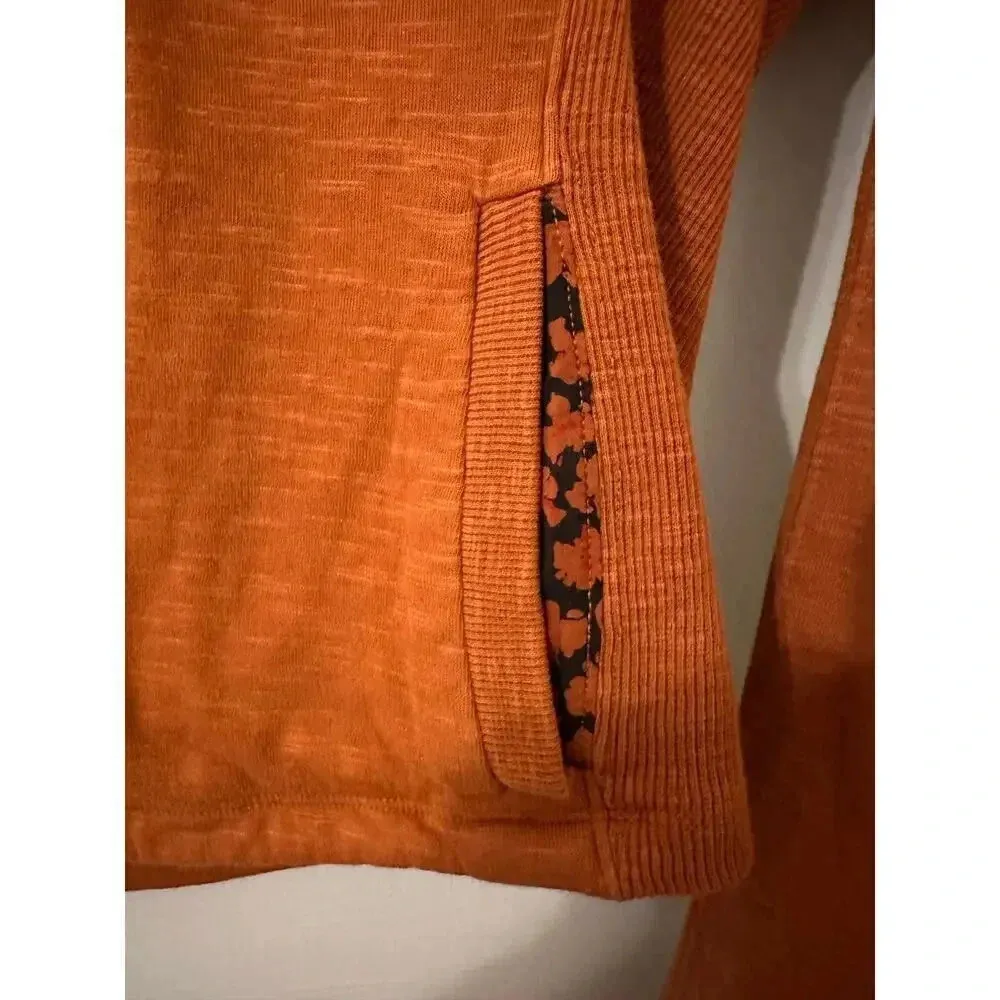 Saturday Sunday Snap Button Cropped Top Rust Size Small Jacket Cotton Orange - Image 3
