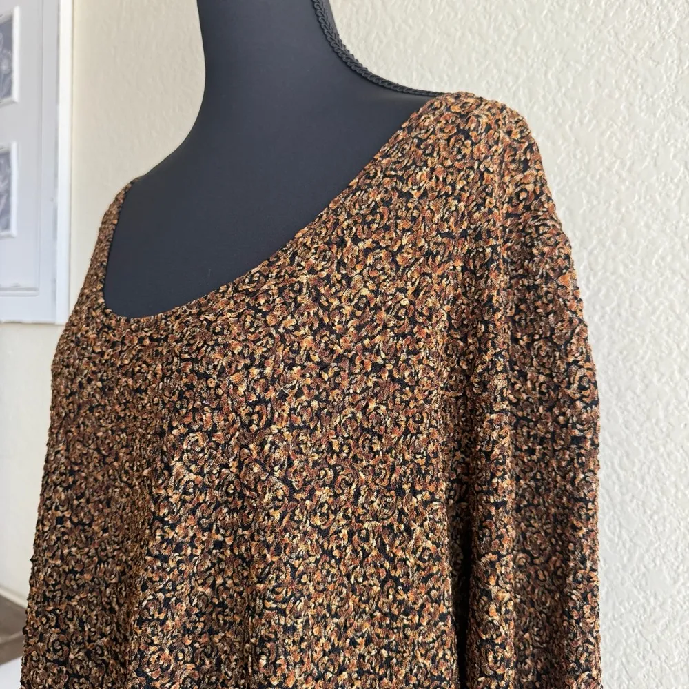 Only Nine Woman 2X Brown Black Floral Modest Career Top Retro Cottagecore Office - Image 5