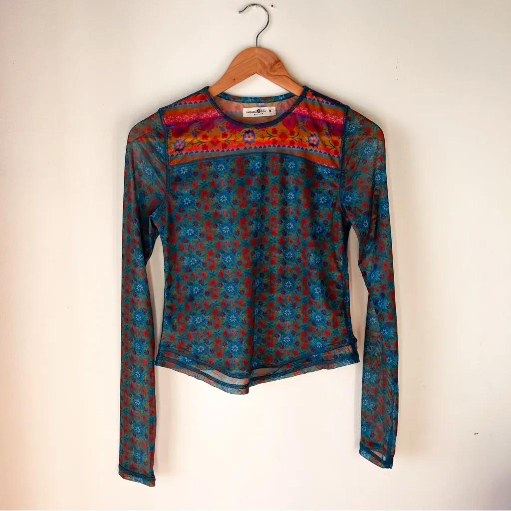 Natural Life  Sloane Mesh Long Sleeve Top Medium - Image 2