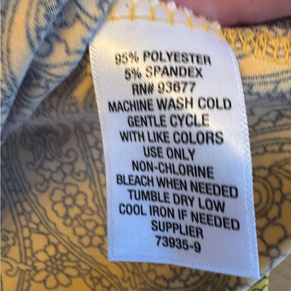 Liz Claiborne Size PL Petite Large Yellow Paisley Print & Dolman Sleeves Blouse - Image 4