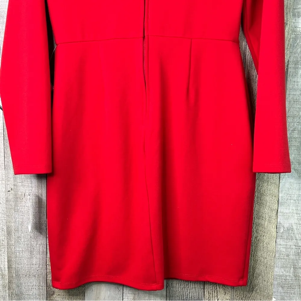 Crystal Dolls Size 11 Red Long Sleeve Sweetheart Neckline BodyCon Party Dress - Image 8