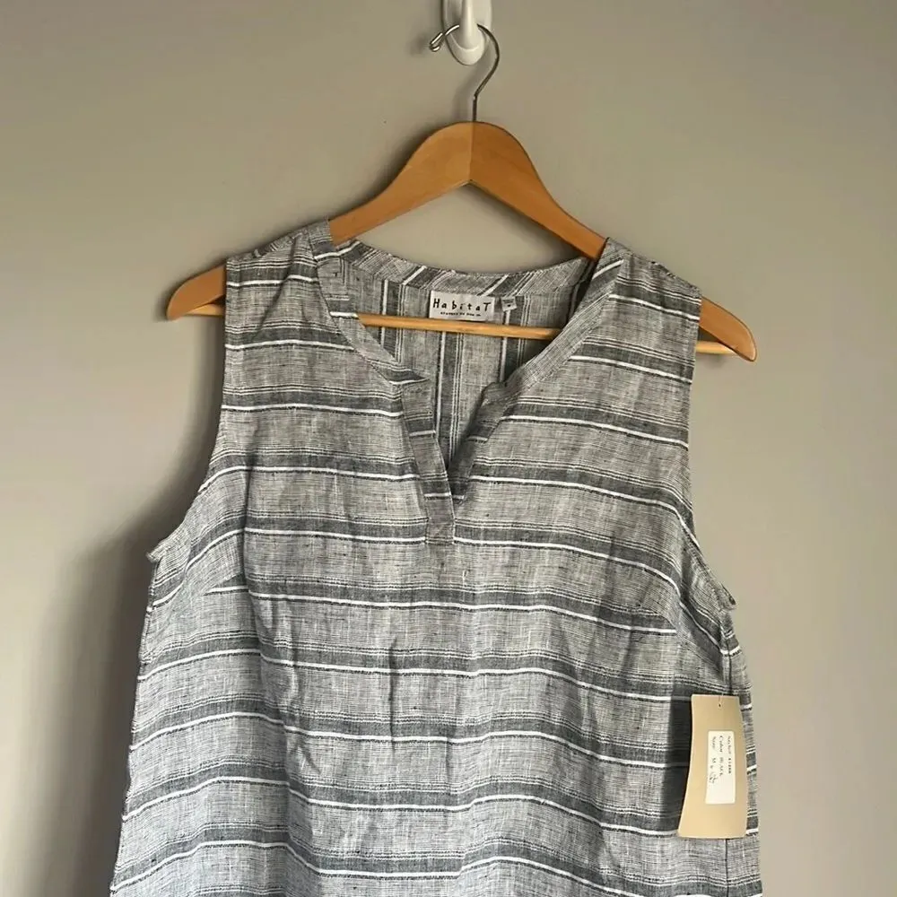 NEW Habitat - Linen Black Striped Dress - Image 4